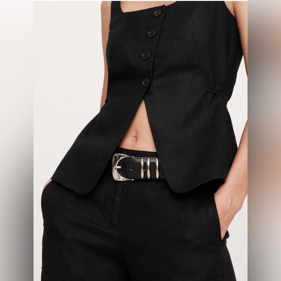 NWT Banana Republic Linen Square Neck Black Vest Size 14. - Picture 3 of 8